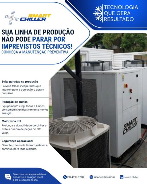SUA LINHA DE PRODUÇÃO NÃO PODE PARAR POR IMPREVISTOS TÉCNICOS! CONHEÇA A MANUTENÇÃO PREVENTIVA

Falhas inesperadas geram atrasos e prejuízos gigantescos. Mantenha sua operação rodando com máxima segurança e confiabilidade técnica!

🛡️ Evita paradas: Previne falhas que interrompem a produção.
💡 Redução de custos: Menor consumo de energia com equipamentos regulados.
⚙️ Maior vida útil: Prolonga a durabilidade e evita a quebra de peças.
🔒 Segurança operacional: Controle térmico estável para toda a planta.

Garanta a estabilidade do seu negócio!
📞 (11) 4818-8720 🌐 smartchiller.com.br

#SmartChiller #ChillerIndustrial #ManutencaoIndustrial #EngenhariaIndustrial #SegurancaOperacional