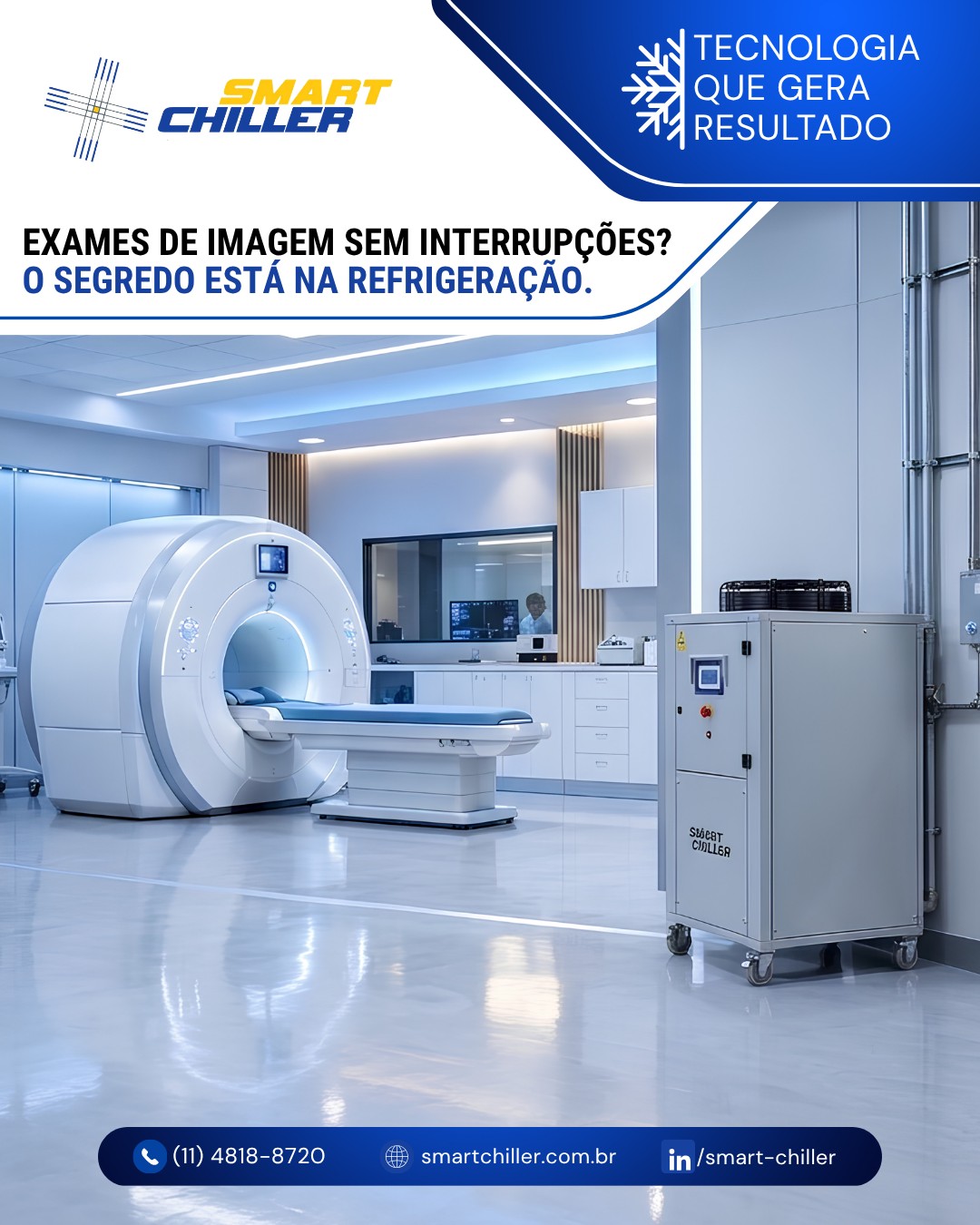 Clínicas e hospitais não podem dar-se ao luxo de parar a agenda de exames por sobreaquecimento de equipamentos como Tomógrafos e Ressonâncias.

Um chiller hospitalar dedicado garante a vazão e a temperatura exatas da água para dissipar o calor gerado pelas longas jornadas de exames.

Mais segurança para os pacientes e máxima disponibilidade operacional para o seu centro de diagnóstico.

#equipamentosmedicos #tomografia #radiologia #chillerhospitalar #smartchiller